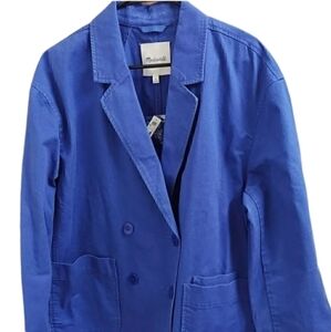 NWT Madewell Double-Breasted Solid Blue Blazer Jacket XL Price firm